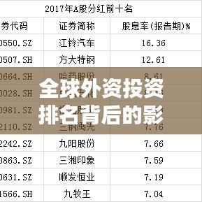 全球外資投資排名背后的影響力揭秘，外資投資趨勢與影響分析